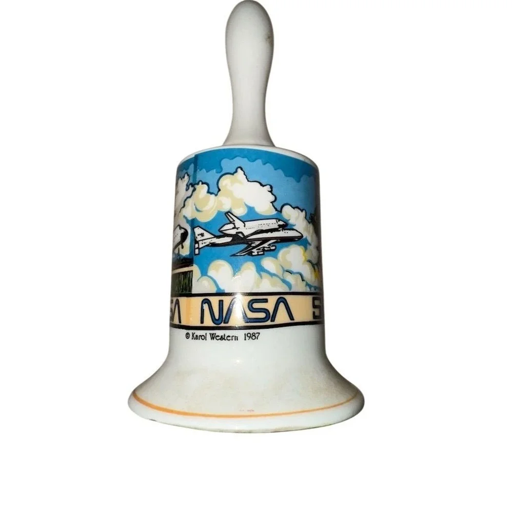 Vintage‎ 1987 NASA Spaceport USA Ceramic Desk dinner Bell by Karol Western